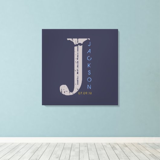 Toile J Monogram Initial Bar Bat mitzvah Sign-In Board (Insitu (Plancher de Bois))