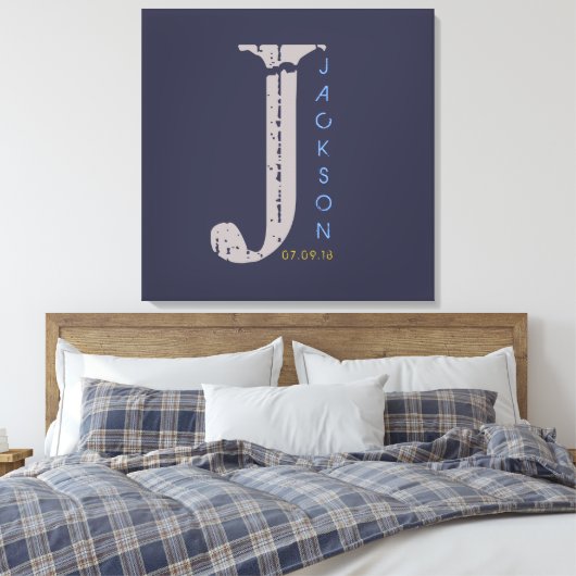 Toile J Monogram Initial Bar Bat mitzvah Sign-In Board (Insitu(Chambre))