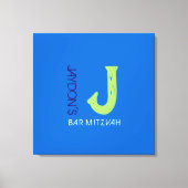 Toile J Monogram Initial Bar Bat mitzvah Sign-In Board (Recto)