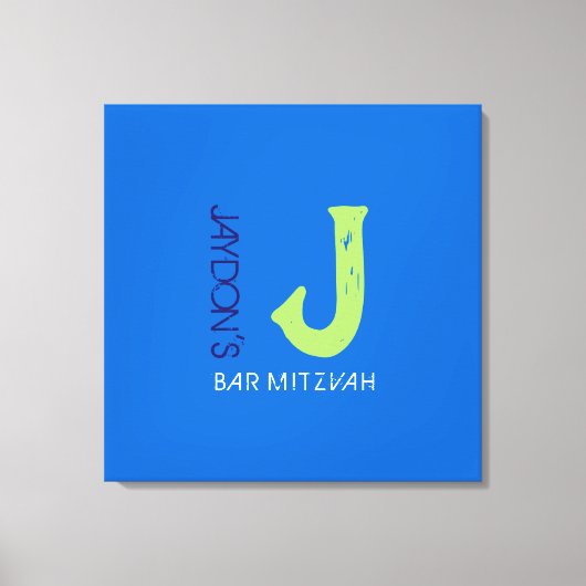 Toile J Monogram Initial Bar Bat mitzvah Sign-In Board (Recto)