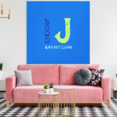 Toile J Monogram Initial Bar Bat mitzvah Sign-In Board (Insitu(Salon))