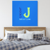 Toile J Monogram Initial Bar Bat mitzvah Sign-In Board (Insitu(Chambre))