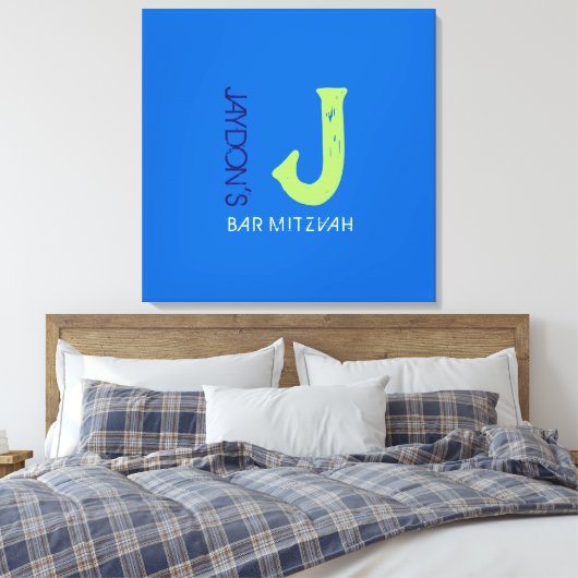 Toile J Monogram Initial Bar Bat mitzvah Sign-In Board (Insitu(Chambre))