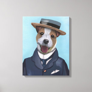 Toile Jack Russell dans le chapeau en paille