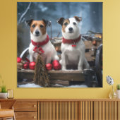 Toile Jack Russell Snowy Sleigh Décor de Noël (Insitu(Salon))
