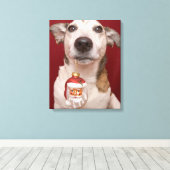 Toile Jack Russell Terrier Holding Ornament de Noël (Insitu (Plancher de Bois))