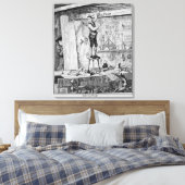 Toile Jack sculpte son nom sur une poutre dans la boutiq (Insitu(Chambre))