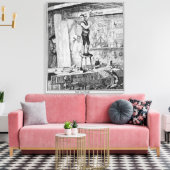 Toile Jack sculpte son nom sur une poutre dans la boutiq (Insitu(Salon))