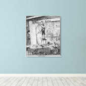 Toile Jack sculpte son nom sur une poutre dans la boutiq (Insitu (Plancher de Bois))