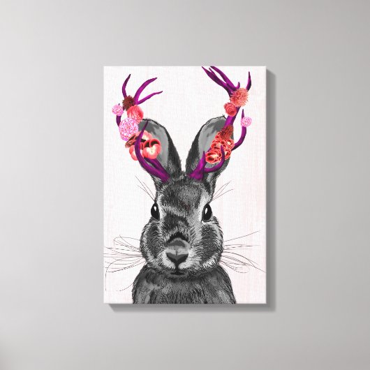 Toile Jackalope avec Antlers roses (Recto)