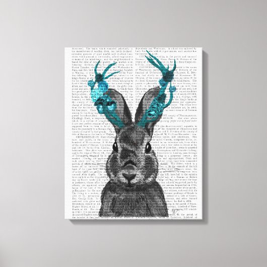 Toile Jackalope avec Antlers Turquoise (Recto)