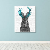Toile Jackalope avec Antlers Turquoise (Insitu (Plancher de Bois))