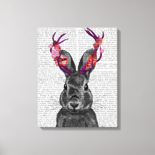 Toile Jackalope avec les andouillers roses