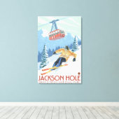 Toile Jackson Hole, Wyoming Skier et Tramway (Insitu (Plancher de Bois))