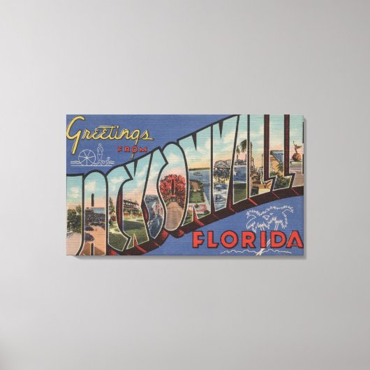 Toile Jacksonville, Floride - Scènes de grandes lettres (Recto)