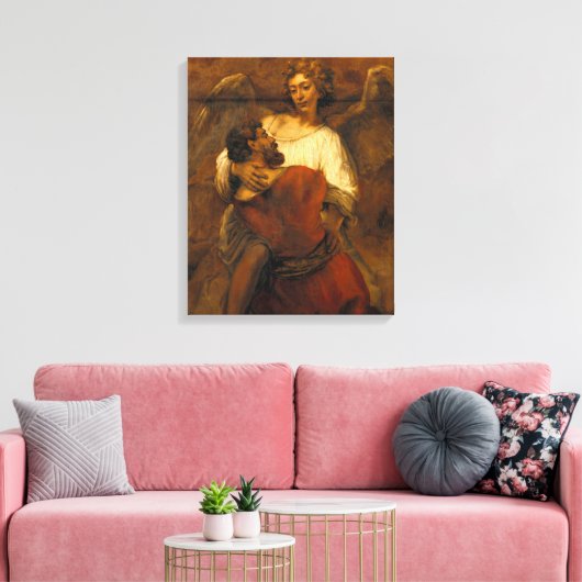 Toile Jacob Wrestling with the Angel - Rembrandt - c1659 (Insitu(Salon))