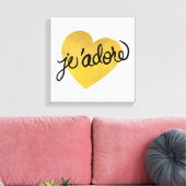 Toile J'adore Cote | Coeur noir et or (Insitu(Salon))