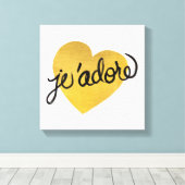 Toile J'adore Cote | Coeur noir et or (Insitu (Plancher de Bois))