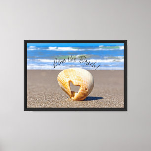 Toile J'adore la plage ! J'adore les coquillages sur le