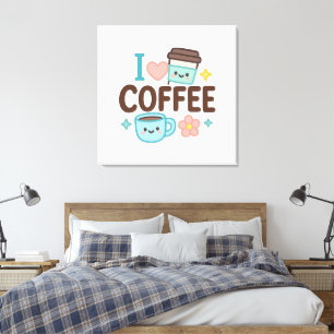 Toile J'adore le café Mignon Kawaii Autocollant – Café A