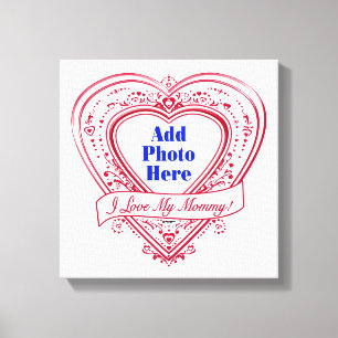 Toile J'adore ma maman ! Photo Red Hearts