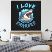 Toile J'aime les requins Fisher (Insitu(Chambre))