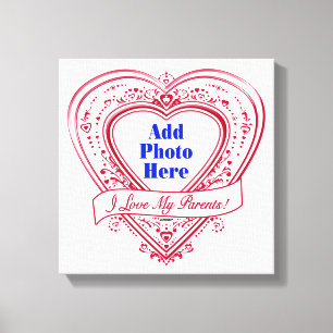 Toile J'Aime Mes Parents ! Les Coeurs rouges de la photo