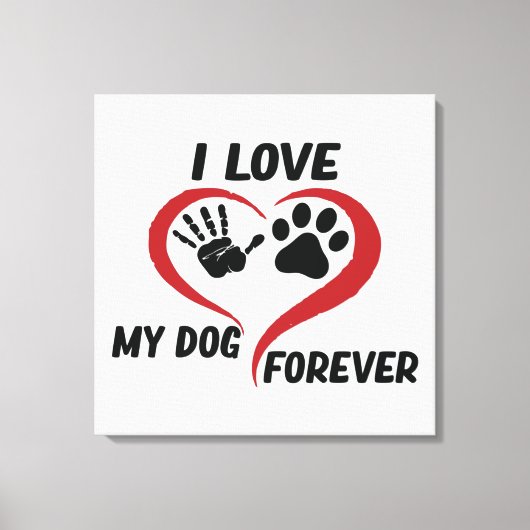Toile J'aime mon chien jeter l'oreiller (Recto)