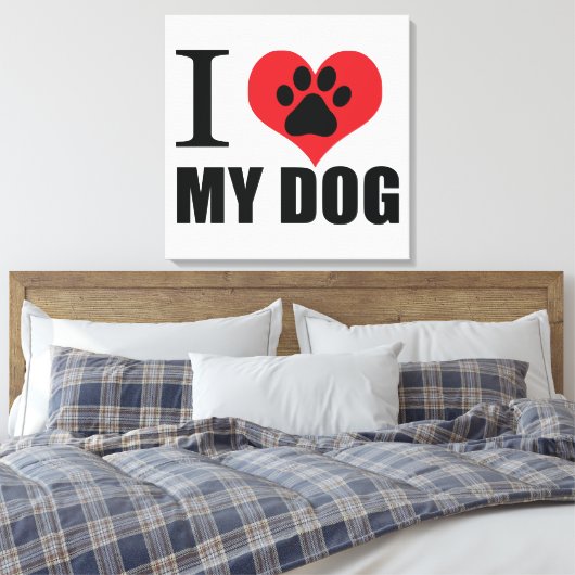 Toile J'aime mon chien jeter l'oreiller (Insitu(Chambre))