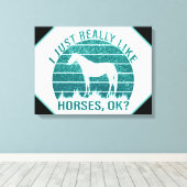 Toile J'aime vraiment les chevaux en vert marin (Insitu (Plancher de Bois))
