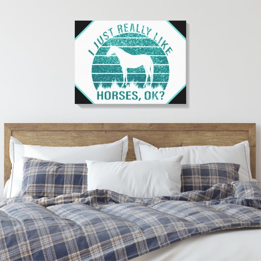 Toile J'aime vraiment les chevaux en vert marin (Insitu(Chambre))