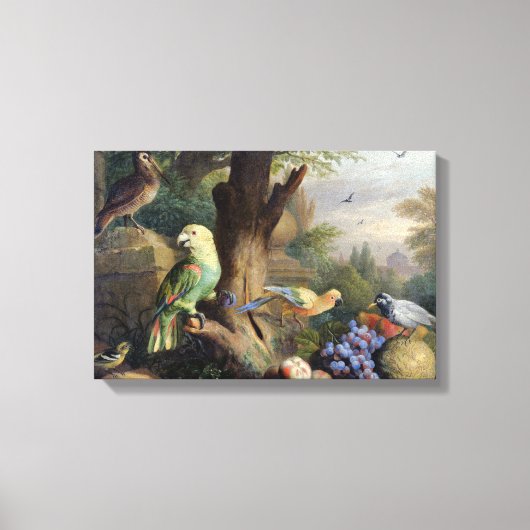 Toile Jakob Bogdani Oiseaux et fruits dans un paysage (Recto)