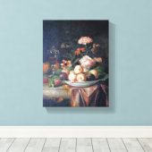 Toile Jakob Bogdany Un plat de pêches et de prunes sur u (Insitu (Plancher de Bois))