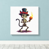 Toile Jamboree de chat squelette (Insitu (Plancher de Bois))