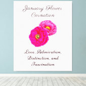 Toile Janvier Mois de naissance Fleur Carnation Élégante (Insitu (Plancher de Bois))