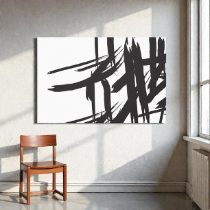 Toile Japandi Mur abstrait noir et blanc