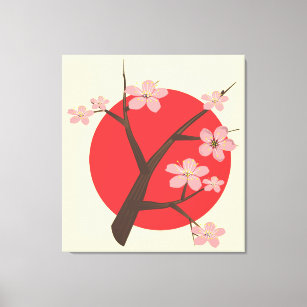 Toile Japon cerisier fleur sakura branche imprimé floral
