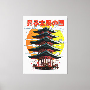 Toile japon, terre du soleil levant logo du temple