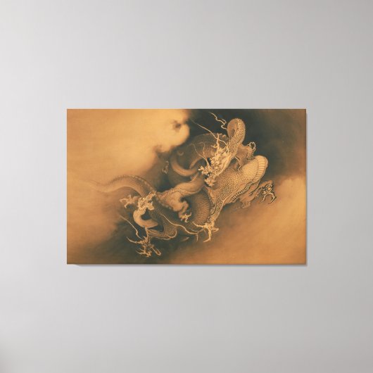 Toile Japonais Deux dragons dans les nuages (Recto)