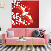 Toile Japonaise Grue Blanc Cerisier Fleur Rouge (Insitu(Salon))