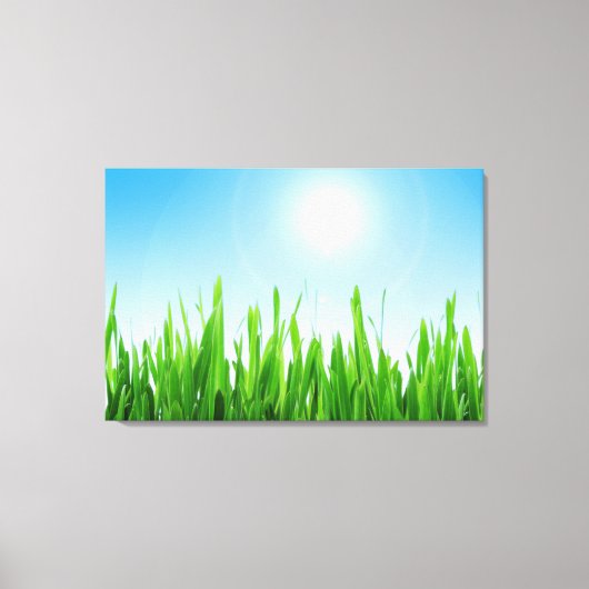 Toile Jardin à l'herbe verte avec conception de ciel ble (Recto)