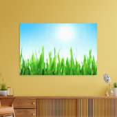 Toile Jardin à l'herbe verte avec conception de ciel ble (Insitu(Salon))