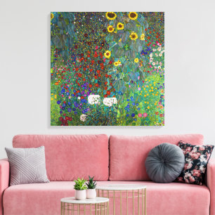 Toile Jardin de ferme avec tournesols Gustav Klimt