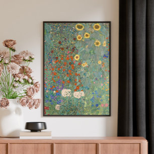 Toile Jardin de ferme de Gustav Klimt avec Tournesols (1