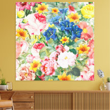 Jardin de fleurs coloré - Coussin floral bohème