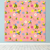 Toile Jardin de fleurs d'abeilles douces (Insitu (Plancher de Bois))