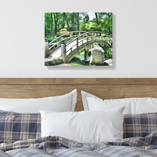 Toile Jardin de fleurs japonais pont sur l'eau (Insitu(Chambre))