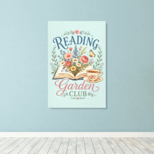 Toile Jardin de lecture Cottagecore Floral Club