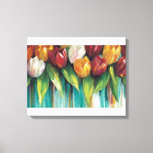 Toile Jardin de tulipes sur sarcelle (Recto)