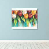 Toile Jardin de tulipes sur sarcelle (Insitu (Plancher de Bois))